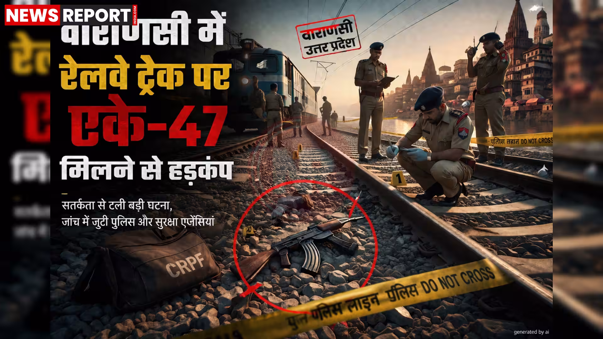 वाराणसी रेलवे ट्रैक पर मिली एके-47 राइफल की तस्वीर