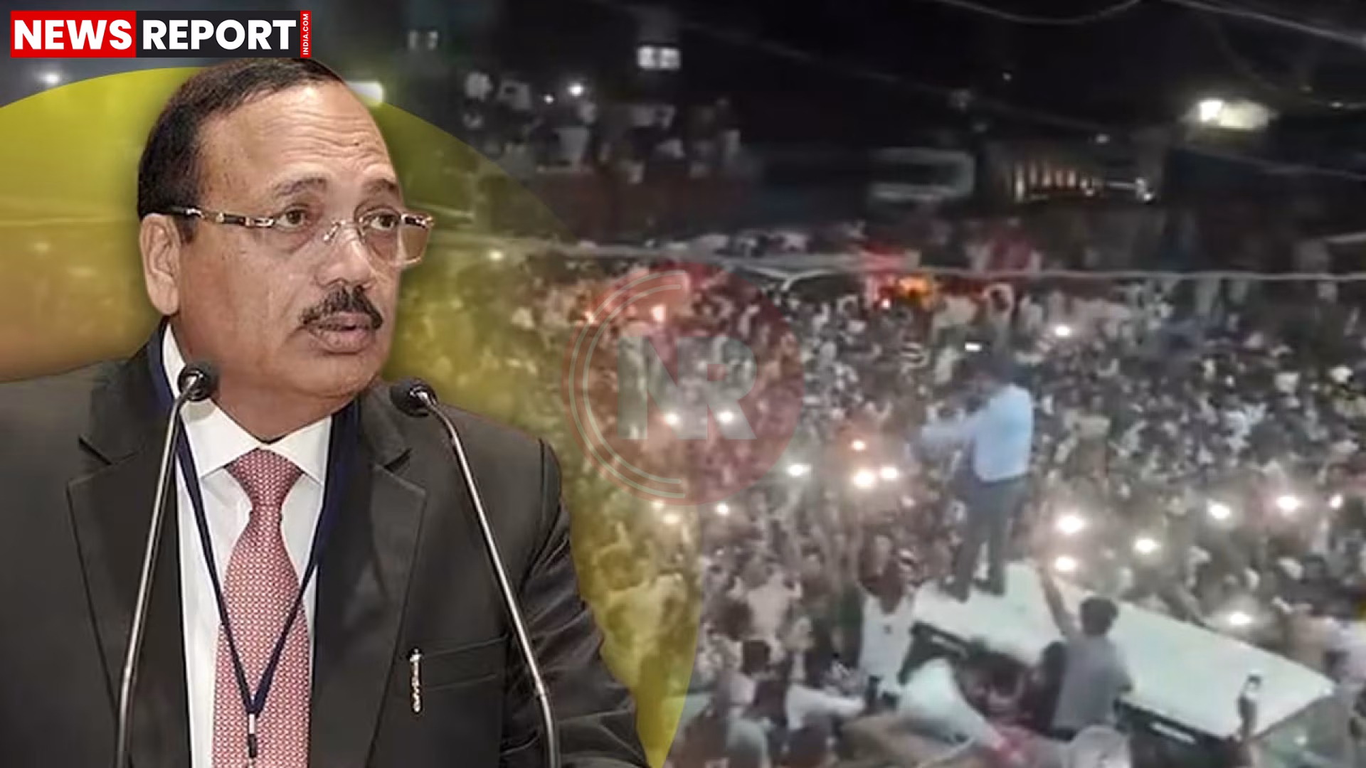 मालदा में न्यायिक अधिकारियों के घेराव का दृश्य, प्रदर्शनकारियों की भीड़