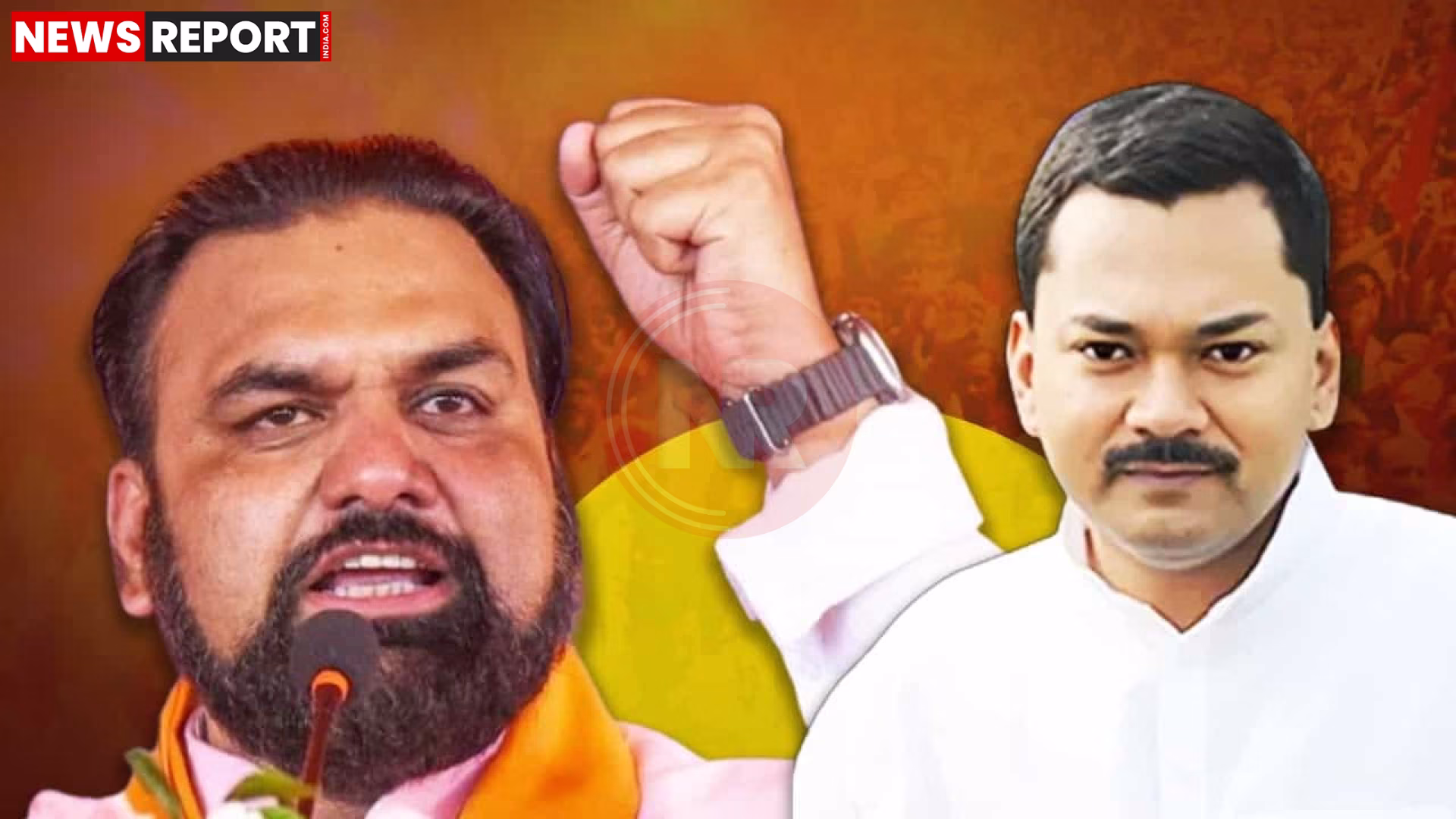 सम्राट चौधरी शपथ लेते हुए या मंच पर लोगों का अभिवादन करते हुए