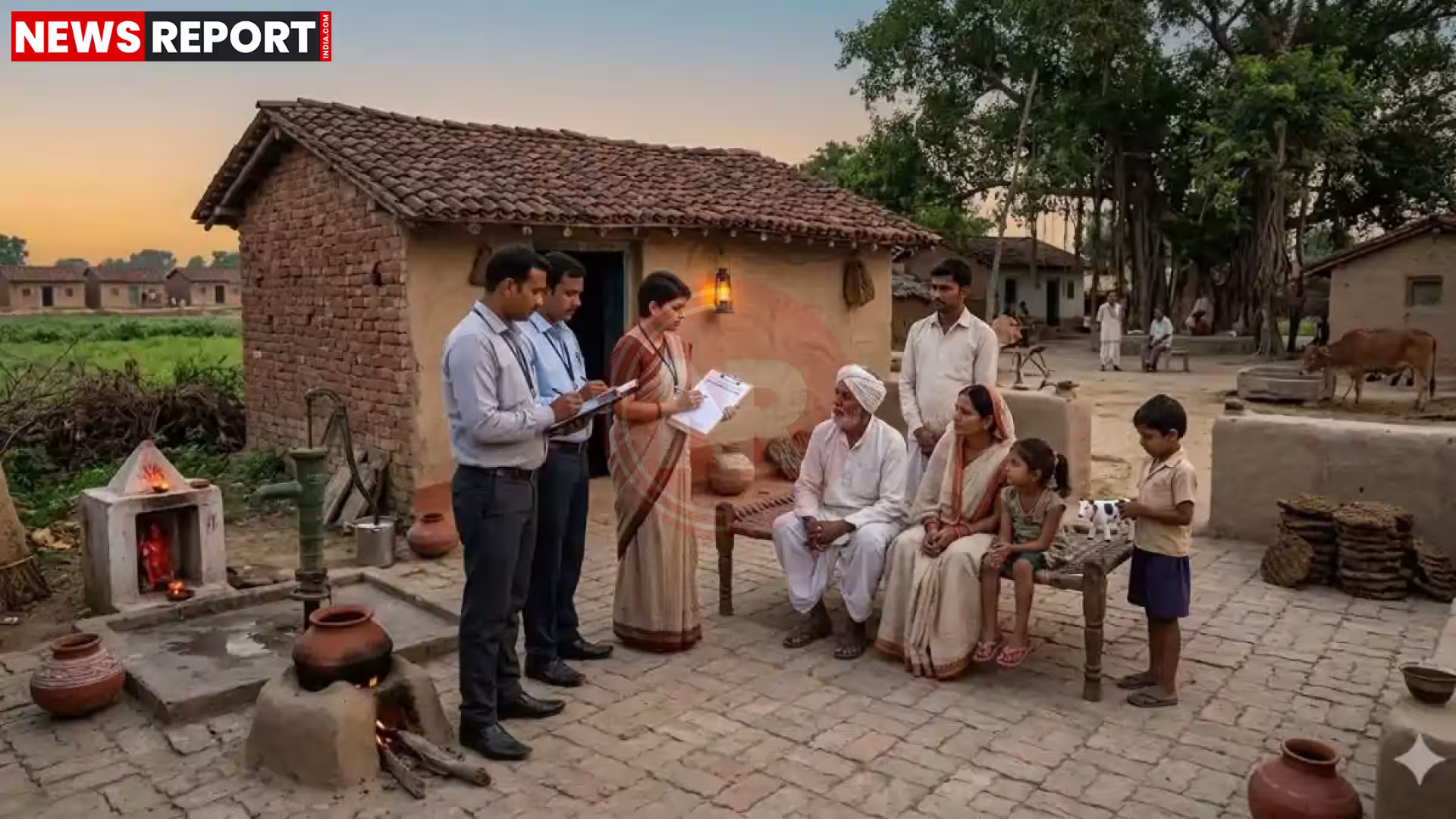 एक परिवार कंप्यूटर या मोबाइल पर अपनी जनगणना की जानकारी भर रहा है।