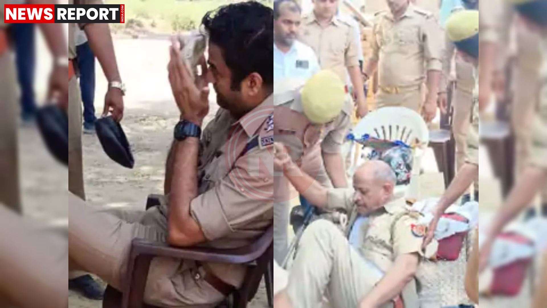 वाराणसी के नेहिया गांव में हिंसक झंडा विवाद के बाद तैनात पुलिस बल