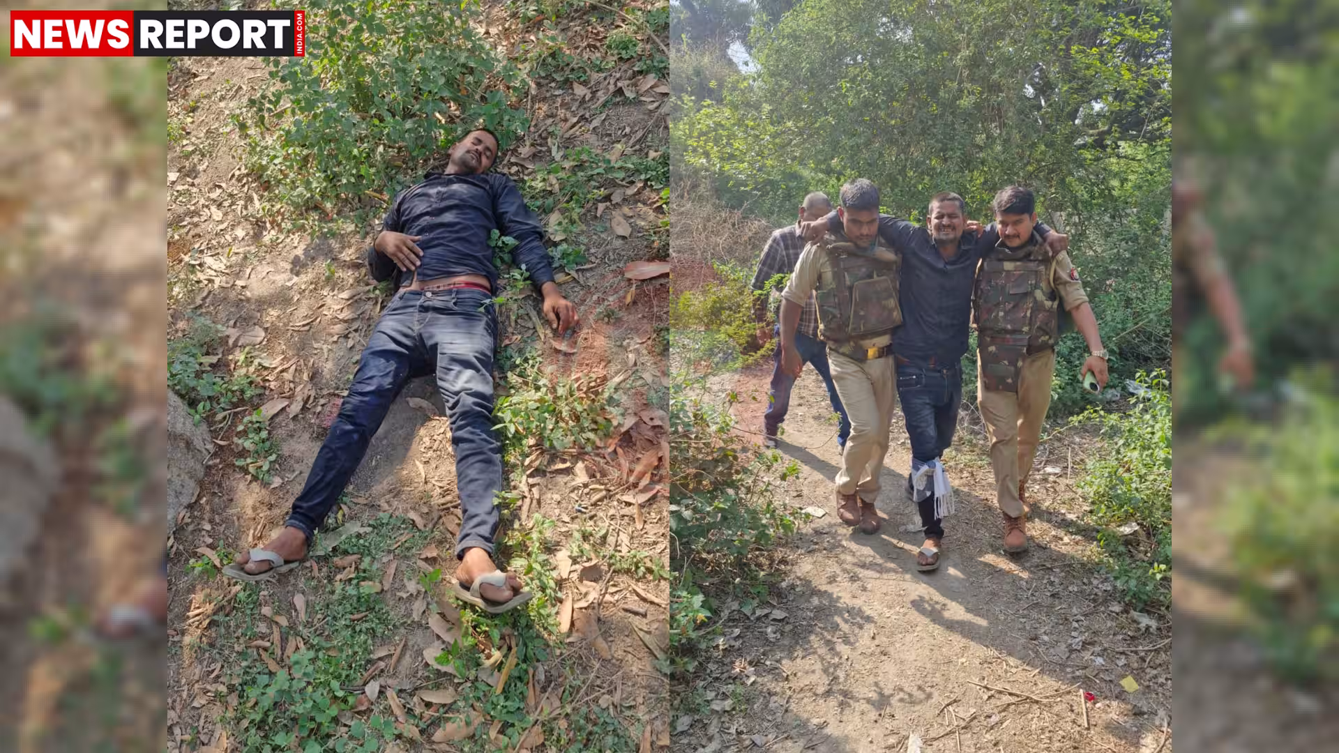 वाराणसी पुलिस द्वारा रामनगर में पशु तस्करों की गिरफ्तारी का दृश्य