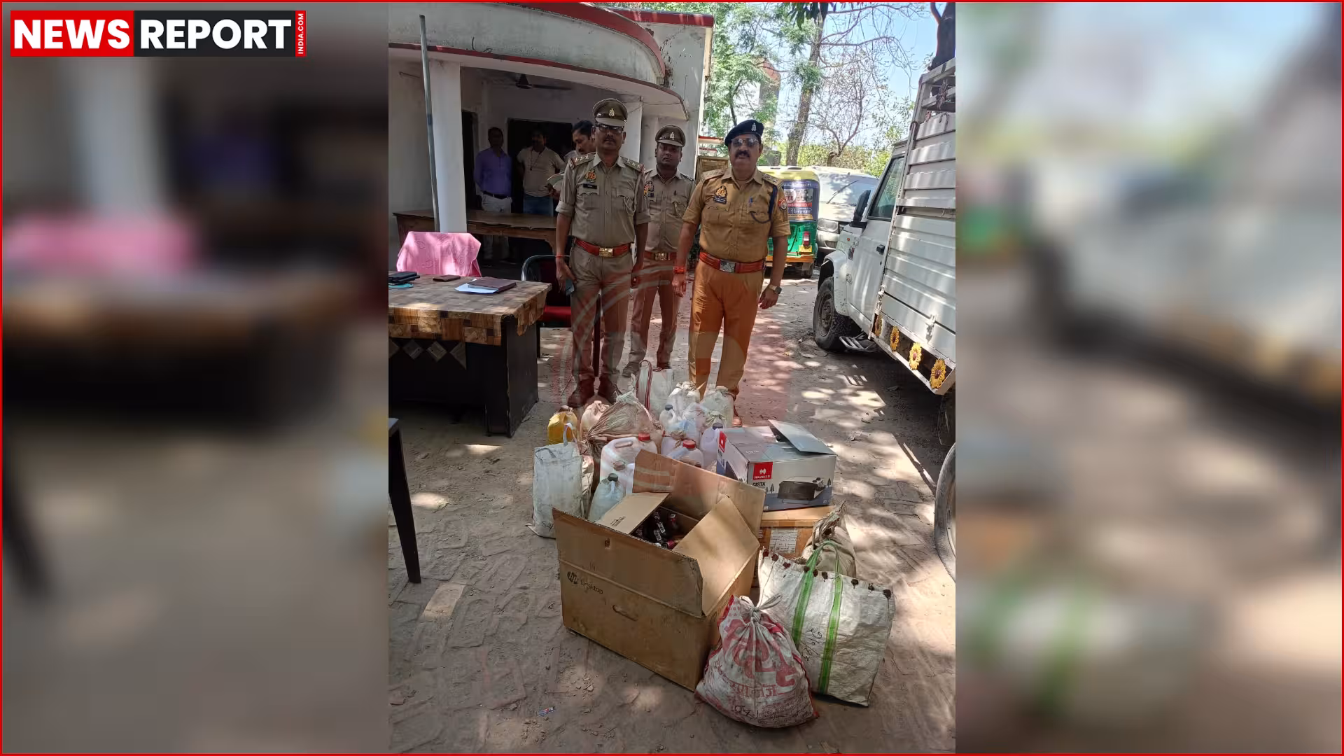 राजातालाब थाने में नीलाम होते माल मुकदमाती वाहन और पुलिसकर्मी