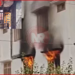 वाराणसी के सारनाथ स्थित एसडी सनराइज होटल में शॉर्ट सर्किट से लगी आग।