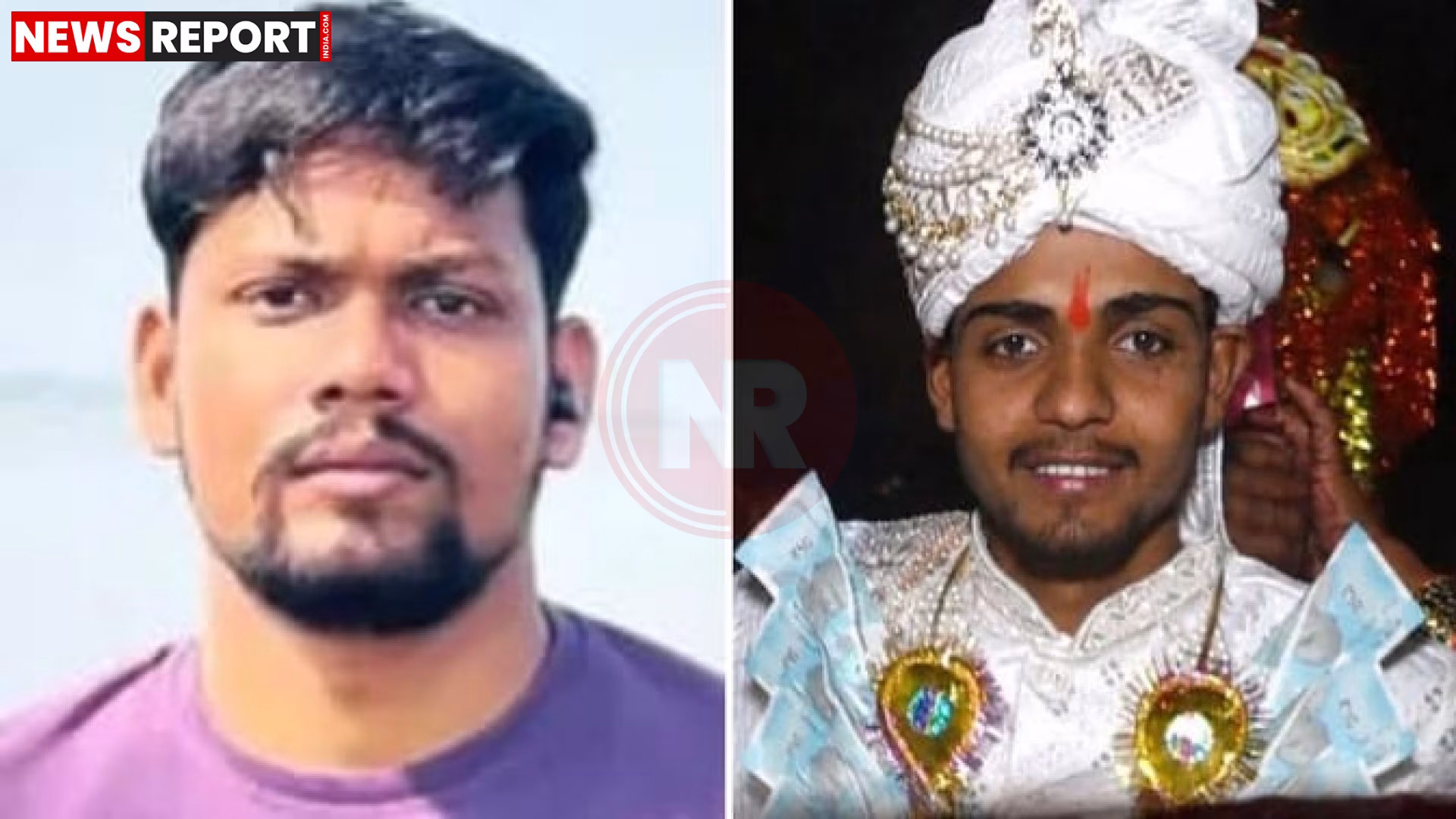 जौनपुर में पुलिस मुठभेड़ में मारे गए एक लाख के इनामी रवि यादव की तस्वीर और पुलिसकर्मी।