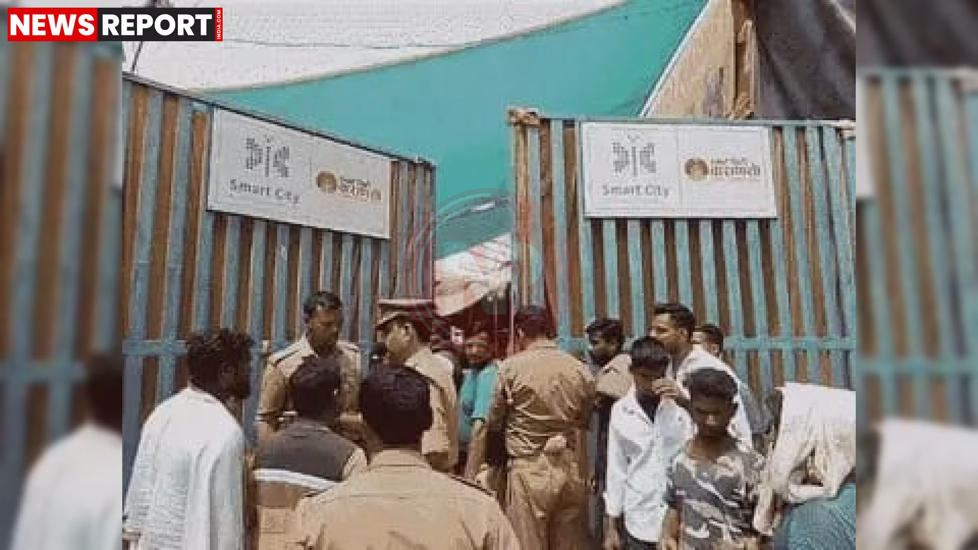 वाराणसी बेनियाबाग बकरा मंडी में बकरों और परेशान व्यापारियों की भीड़