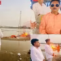 चतुरानंद प्रसाद गुप्ता के अंतिम संस्कार में श्रद्धांजलि देते लोग और विधायक सौरभ श्रीवास्तव।