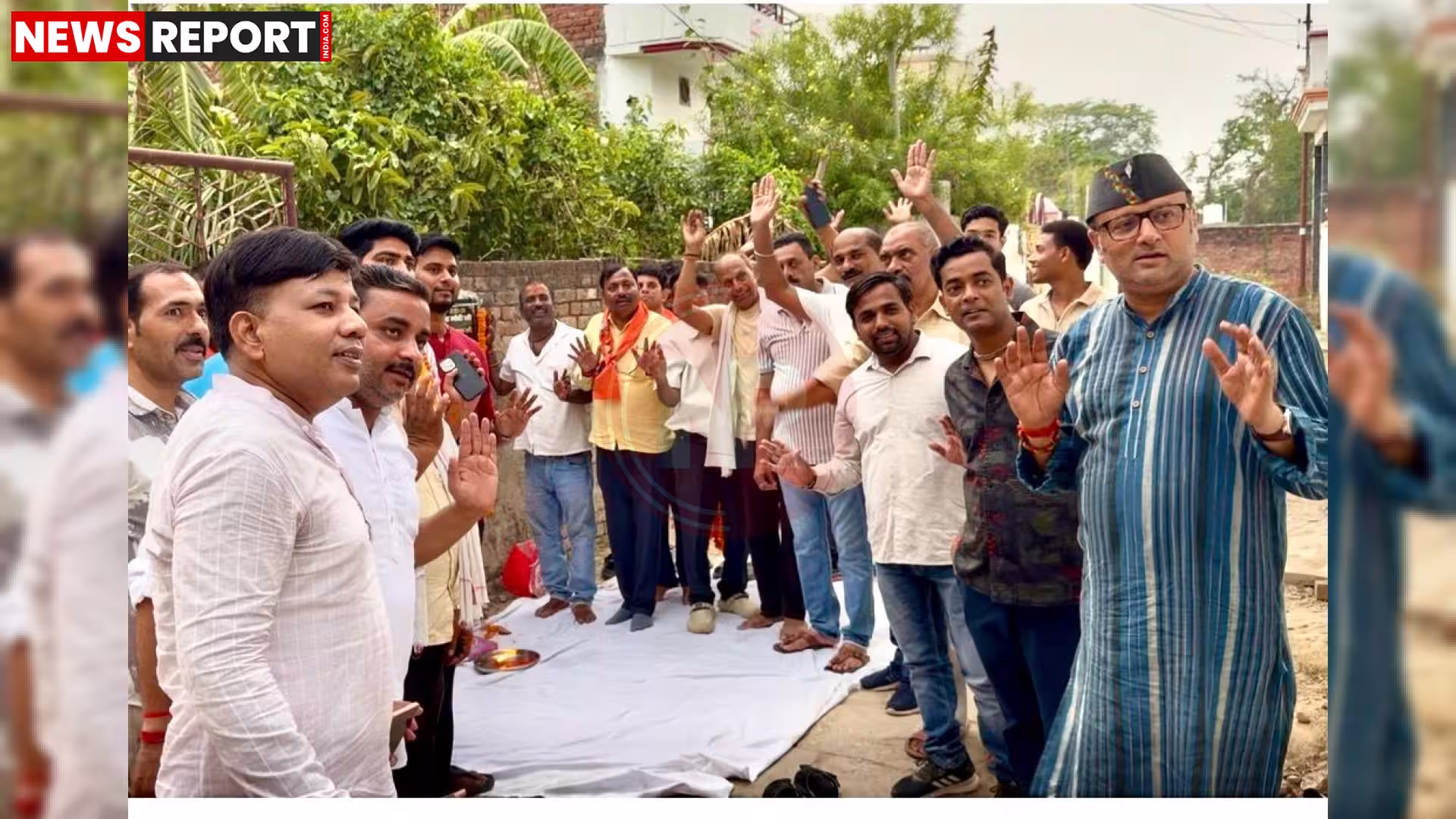 विधायक सौरभ श्रीवास्तव रामनगर में विकास परियोजना का शिलान्यास करते हुए