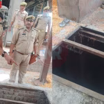 संभल के बहजोई स्थित राइस मिल में हुए हादसे की जगह, जहां पुलिस और बचावकर्मी मौजूद हैं।