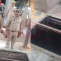 संभल के बहजोई स्थित राइस मिल में हुए हादसे की जगह, जहां पुलिस और बचावकर्मी मौजूद हैं।