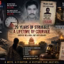 अदालत के बाहर न्याय की प्रतीक्षा करती एक महिला, पीछे पुलिसकर्मी और कोर्ट का भवन।
