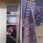एक टूटे हुए ताले और अस्त-व्यस्त सामान के साथ घर का दृश्य, जो वाराणसी में हुई चोरी को दर्शाता है।