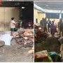 पुलिस अधिकारियों की मौजूदगी में बड़ी मात्रा में जब्त मादक पदार्थों को नष्ट करते हुए कर्मचारी।