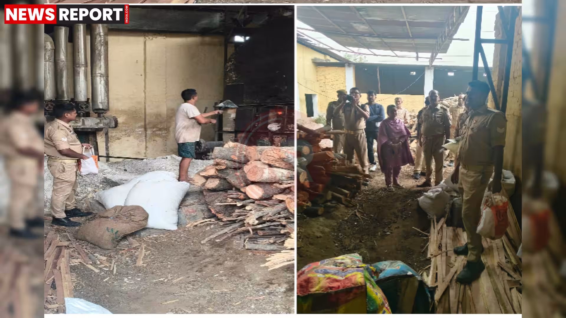 पुलिस अधिकारियों की मौजूदगी में बड़ी मात्रा में जब्त मादक पदार्थों को नष्ट करते हुए कर्मचारी।