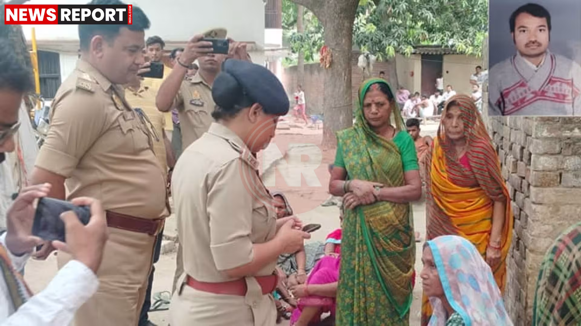 वाराणसी में गोली लगने से घायल व्यक्ति की सांकेतिक तस्वीर, पीछे पुलिस मौजूद।