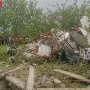 कानपुर में दुर्घटनाग्रस्त ट्विन इंजन ट्रेनिंग प्लेन का मलबा खेत में पड़ा हुआ