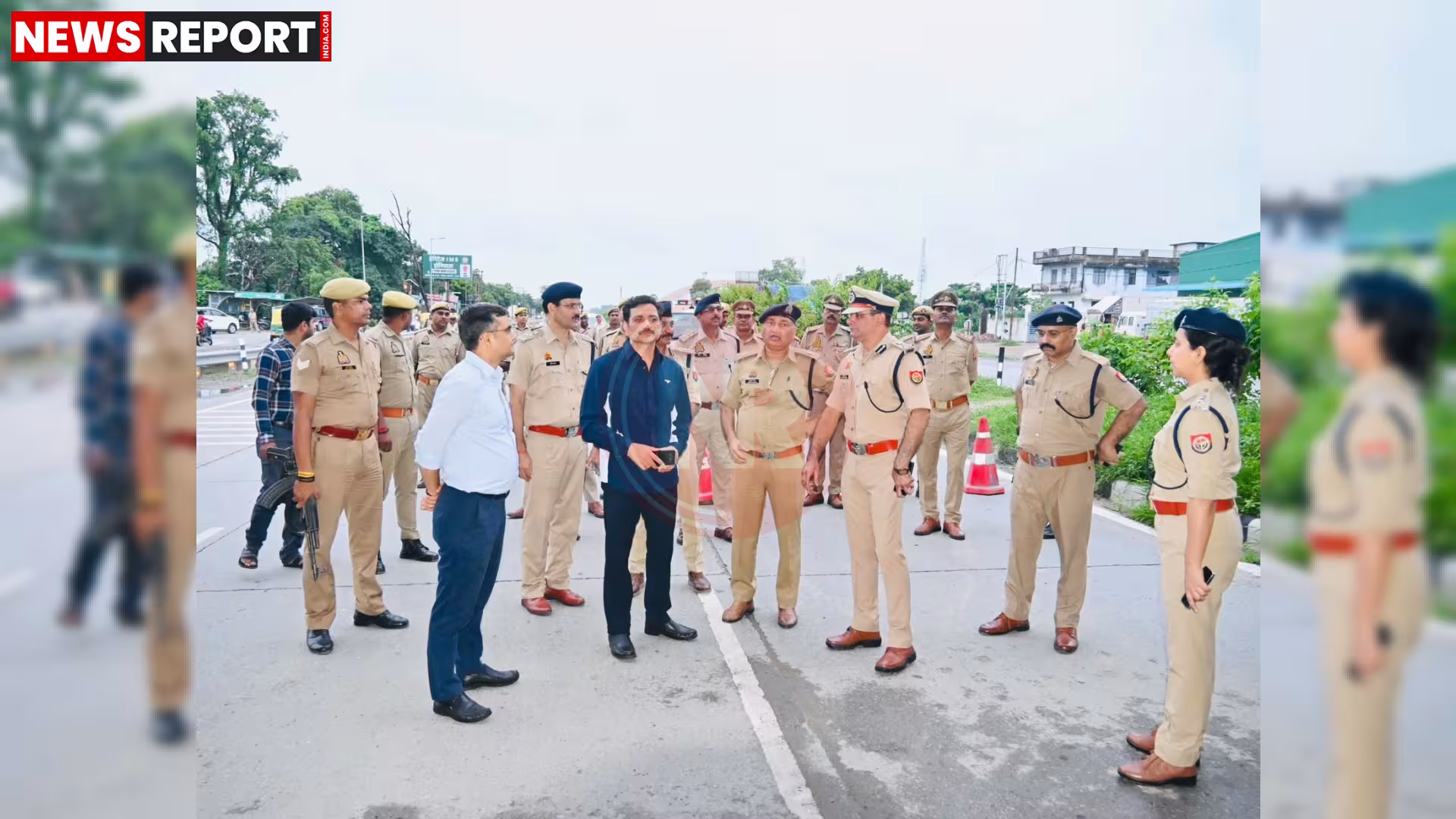 पुलिस आयुक्त और जिलाधिकारी वाराणसी में कांवड़ यात्रा मार्ग का निरीक्षण करते हुए।