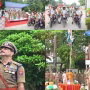वाराणसी पुलिस आयुक्त मोहित अग्रवाल ध्वजारोहण करते हुए, उनके साथ अन्य पुलिस अधिकारी और कर्मचारी स्वतंत्रता दिवस समारोह में मौजूद हैं।