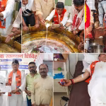 वाराणसी कैंट में पीएम मोदी के जन्मदिन पर आयोजित सेवा महाअभियान में लड्डू वितरण करते विधायक सौरभ श्रीवास्तव और कार्यकर्ता।