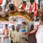 वाराणसी कैंट में पीएम मोदी के जन्मदिन पर आयोजित सेवा महाअभियान में लड्डू वितरण करते विधायक सौरभ श्रीवास्तव और कार्यकर्ता।