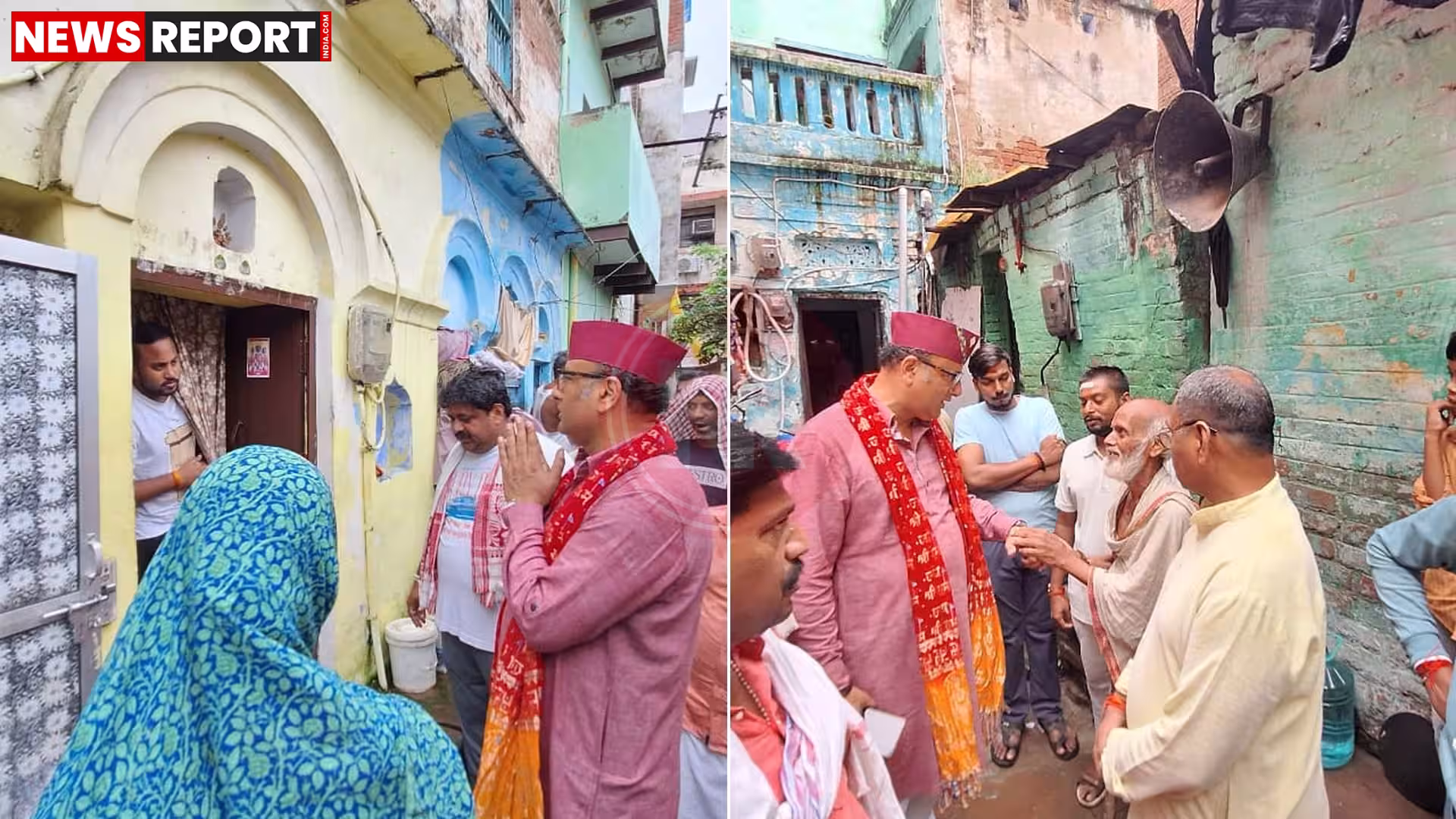 विधायक सौरभ श्रीवास्तव गौरीगंज में घर-घर जाकर लोगों से बात करते हुए