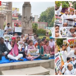 वाराणसी में साझा संस्कृति मंच के सदस्य जिलाधिकारी को राष्ट्रपति के नाम मांग पत्र सौंपते हुए।