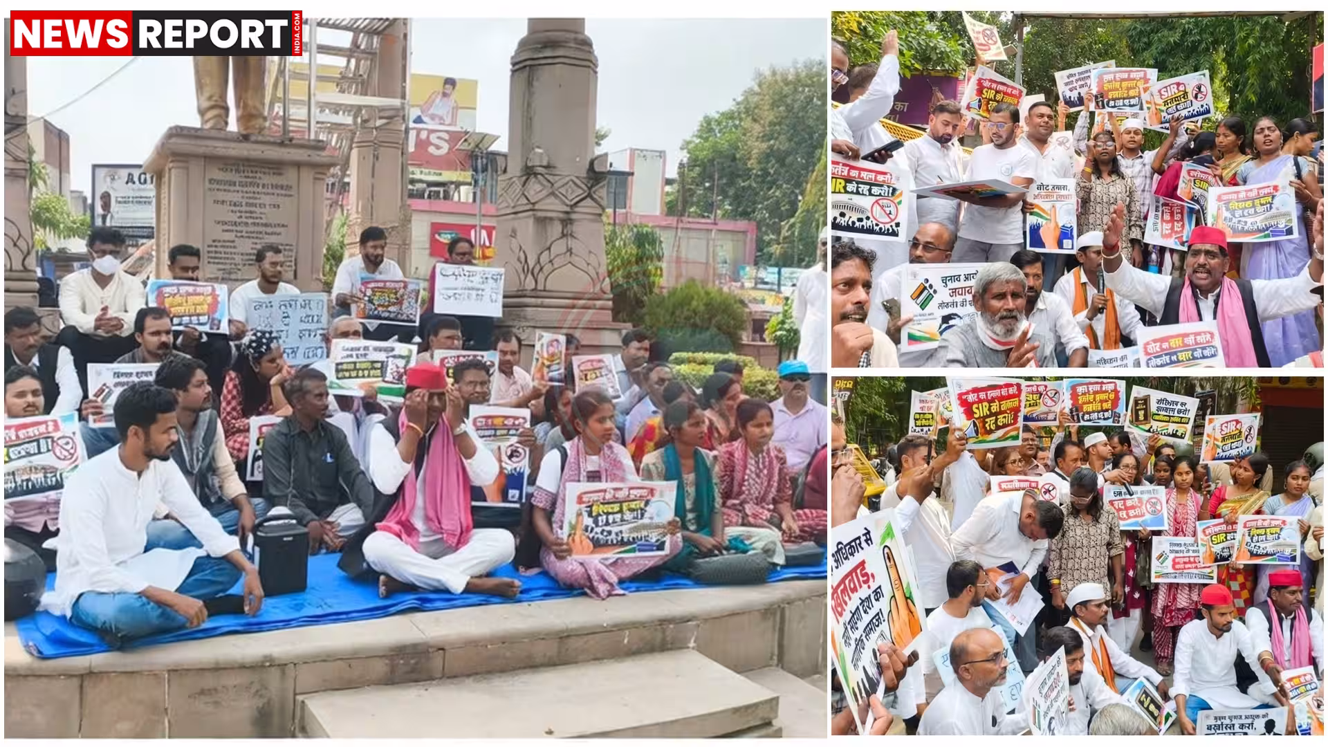 वाराणसी में साझा संस्कृति मंच के सदस्य जिलाधिकारी को राष्ट्रपति के नाम मांग पत्र सौंपते हुए।