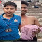 गंगा में डूबते युवकों को बचाते पुलिसकर्मी